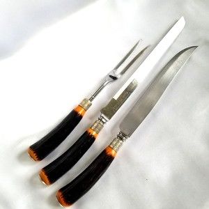 Hollow Ground Regent Sheffield 3 Piece Knife Set Slicer Bread Knives Serve Fork